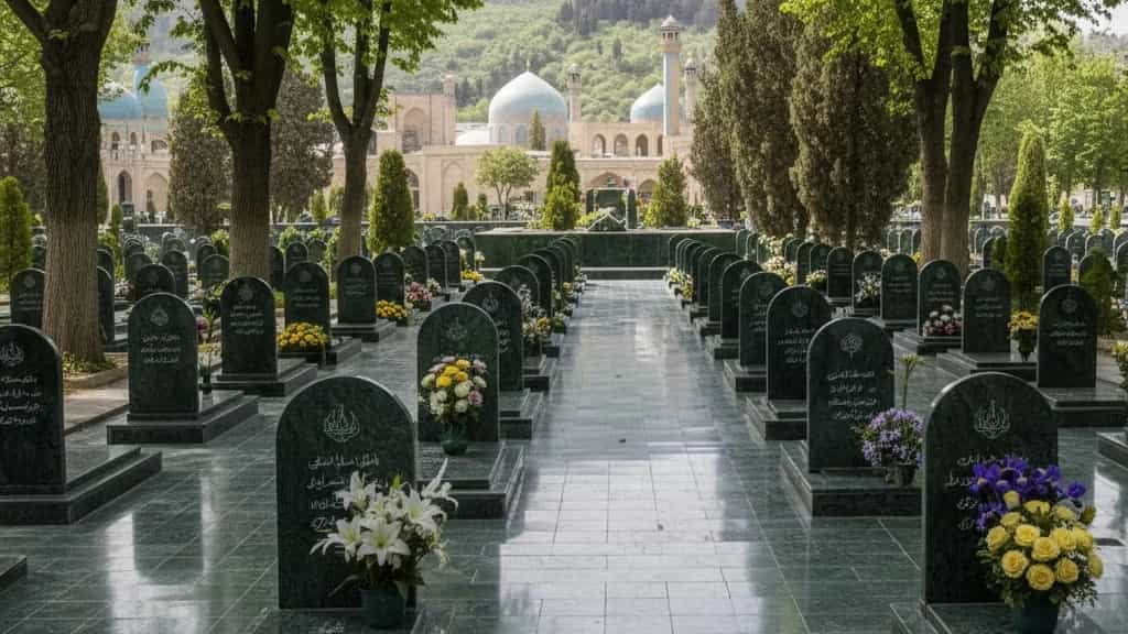 سنگ مرمر سبز در سنگ مزار محک بهشت زهرا تهران